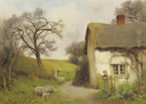 At The Cottage Gate Oil Painting by Benjamin D. Sigmund