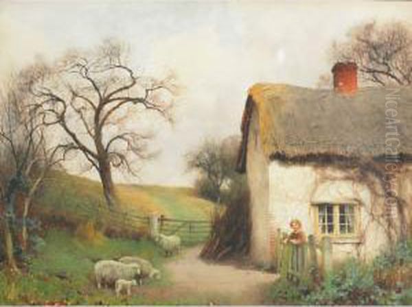 At The Cottage Gate Oil Painting by Benjamin D. Sigmund