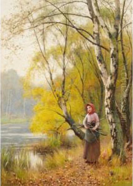 The Wood Gatherer Oil Painting by Benjamin D. Sigmund