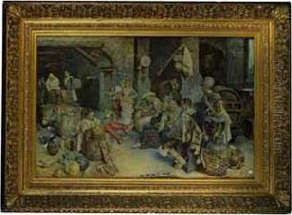 Tavern Amusement Oil Painting by Guiseppe Signorini