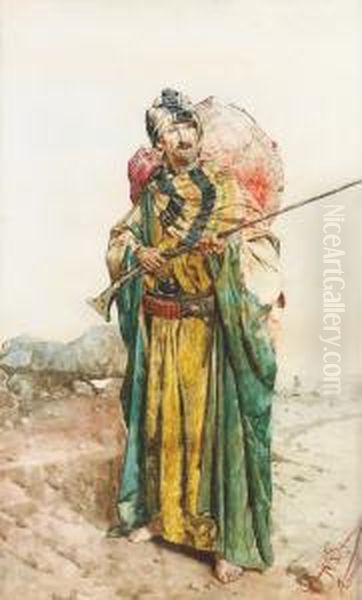 Guerrier Arabe Oil Painting by Guiseppe Signorini