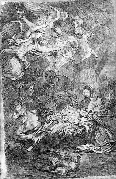 The Adoration of the Shepherds, after Castiglione Oil Painting by Jean-Honore Fragonard