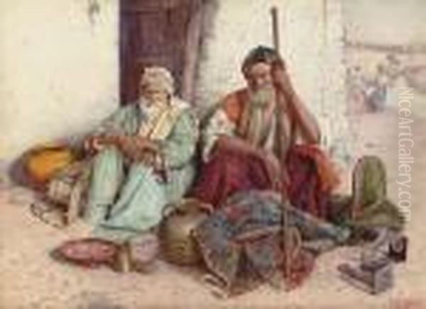 Arab Merchants Oil Painting by Guiseppe Signorini