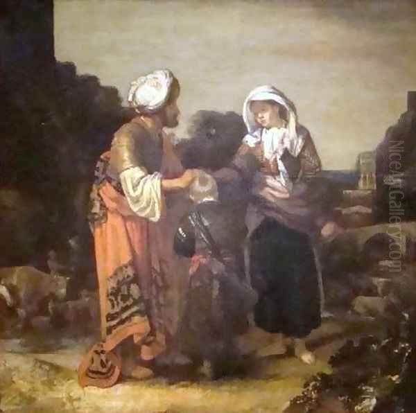 Hagar and Ishmael Taking Leave of Abraham Oil Painting by Barent Fabritius