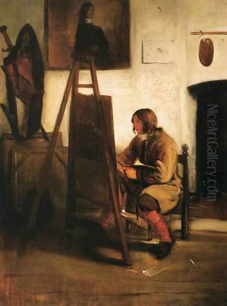 Young Painter in his Studio Oil Painting by Barent Fabritius