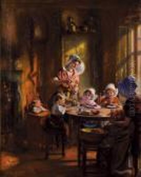 Le Gouter Des Enfants Oil Painting by Max Silbert