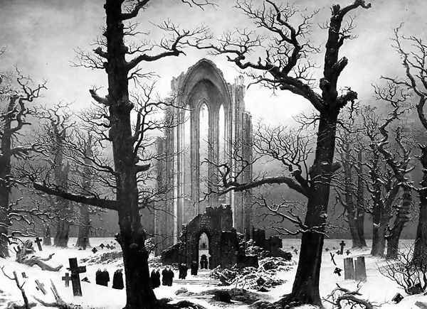 Monastery Graveyard In The Snow Oil Painting by Caspar David Friedrich