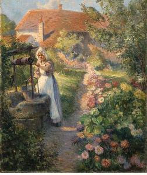 In The Garden Oil Painting by Max Silbert