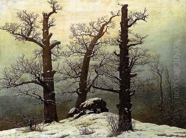 Dolmen In The Snow Oil Painting by Caspar David Friedrich