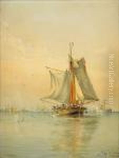 Utsikt Over Oresund Fran Helsingborg Oil Painting by Af Herman Sillen