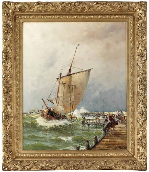 Franskt Fiskefartyg I Hart Vader Oil Painting by Af Herman Sillen