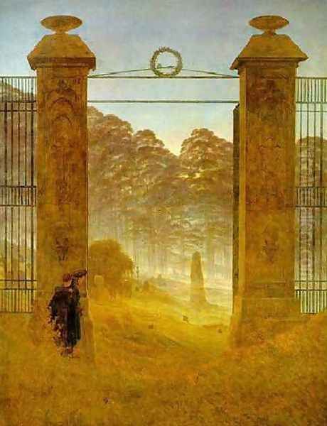 Cemetery At Dusk Oil Painting by Caspar David Friedrich