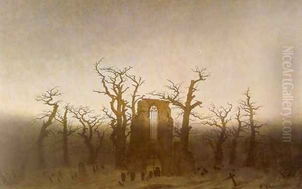 Abbey in the Oakwood Oil Painting by Caspar David Friedrich