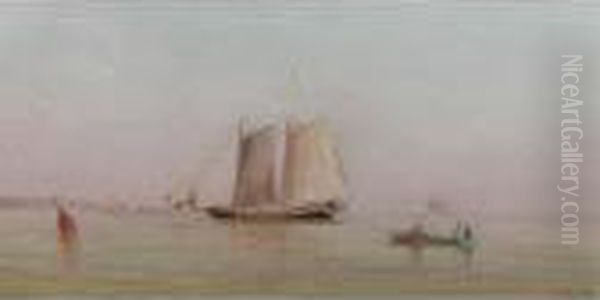 Misty Morning In New York Bay Oil Painting by Francis Augustus Silva