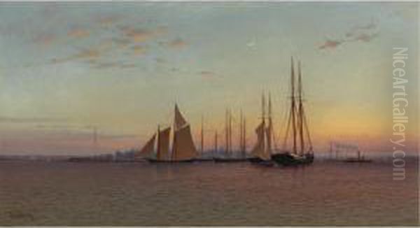 Sailboats At Sunset Oil Painting by Francis Augustus Silva