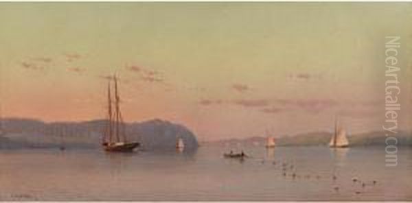 On The Hudson, Nyack Oil Painting by Francis Augustus Silva