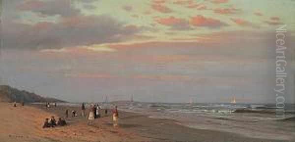 Long Branch Beach Oil Painting by Francis Augustus Silva