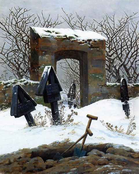 Graveyard under Snow 1826 Oil Painting by Caspar David Friedrich