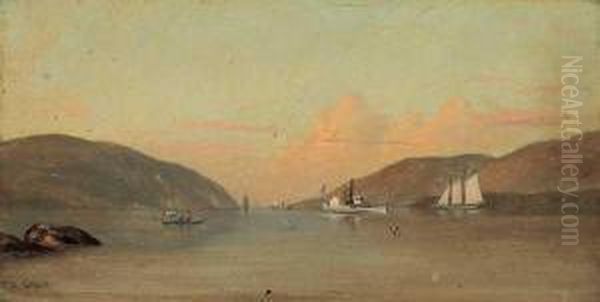 ''hudson Highlands, Looking North From West Point, N.y.'' Oil Painting by Francis Augustus Silva