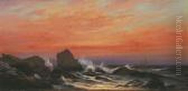 Rocky Coast Oil Painting by Francis Augustus Silva