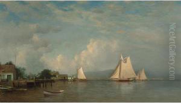 On The Hudson Oil Painting by Francis Augustus Silva