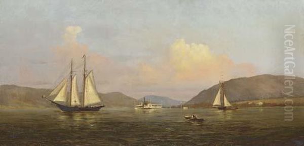 Sailing On The Hudson Oil Painting by Francis Augustus Silva