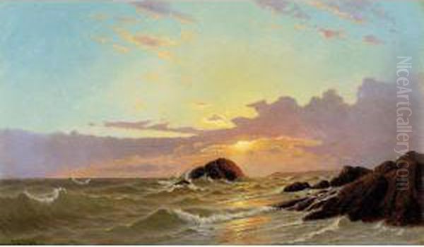 Off Newport, Rhode Island Oil Painting by Francis Augustus Silva