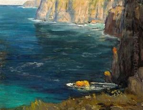 Cliffs By The Sea Oil Painting by William Posey Silva