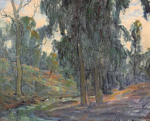 Eucalyptus By A Stream (no.1347) Oil Painting by William Posey Silva