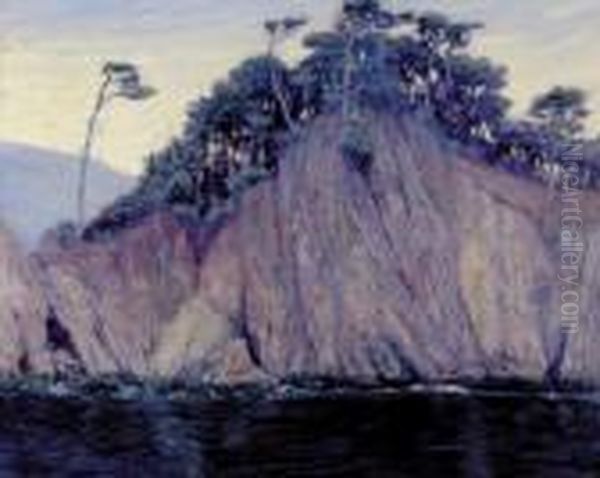 California Coastal Cliffs Oil Painting by William Posey Silva