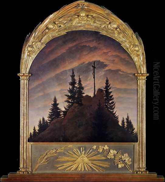 Cross in the Mountains (Tetschen Altar) Oil Painting by Caspar David Friedrich