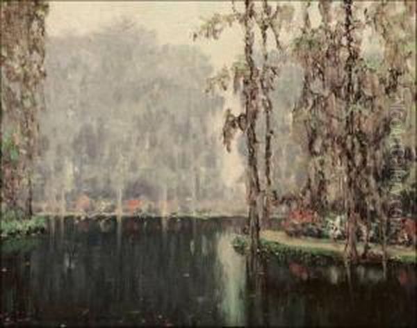 Gray Day In The Garden Of Dreams Oil Painting by William Posey Silva