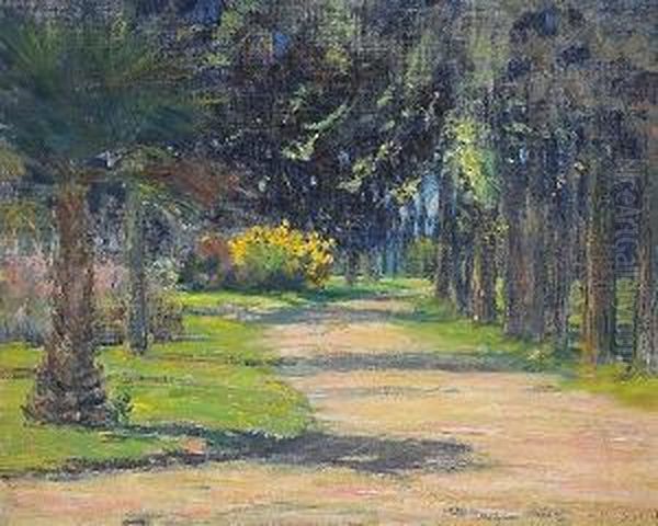 Road Thru Park, Sacramento (no. 1585) Oil Painting by William Posey Silva