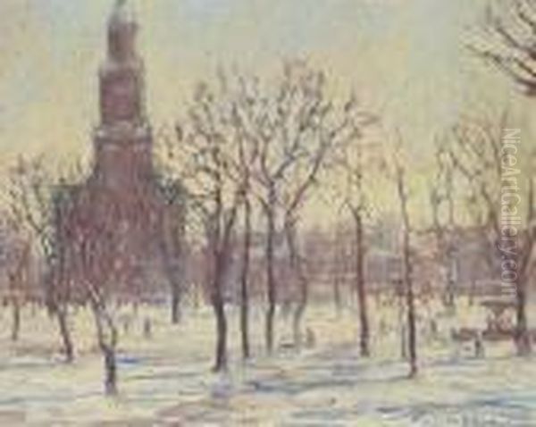 Winter In Milwaukee (no. 161) Oil Painting by William Posey Silva