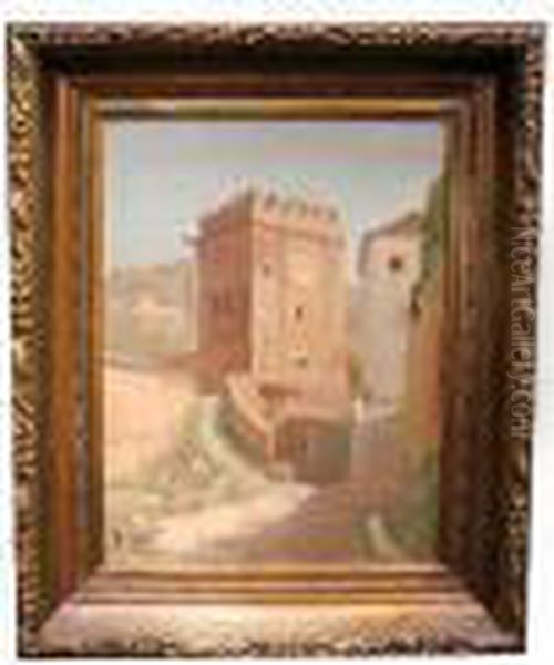 The Battlements Of The Alhambra, Spain Oil Painting by William Posey Silva