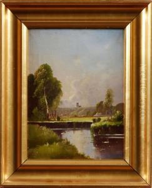 Landskap Med A Oil Painting by Jacob Johan Silven