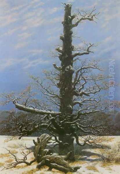 Oak Tree in the Snow Oil Painting by Caspar David Friedrich