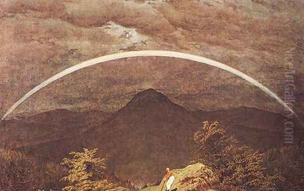 Mountain Landscape with Rainbow Oil Painting by Caspar David Friedrich