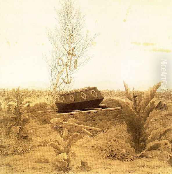 Coffin and Grave Oil Painting by Caspar David Friedrich