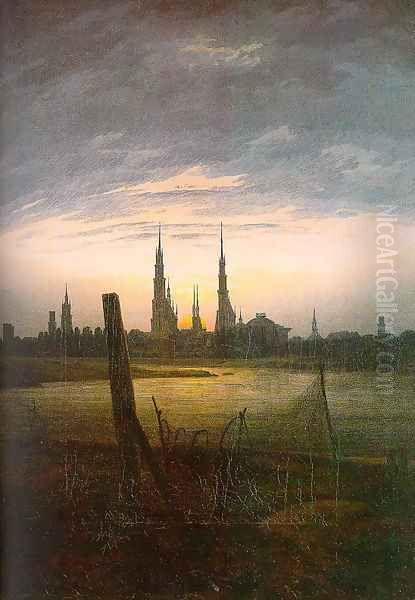 City at Moonrise 1817 Oil Painting by Caspar David Friedrich