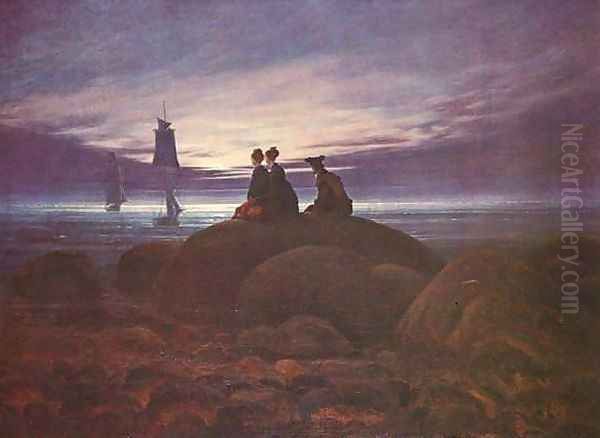 The Moon Rising over the Sea Oil Painting by Caspar David Friedrich