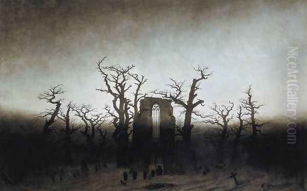 The Abbey in the Oakwood 1809_10 Oil Painting by Caspar David Friedrich