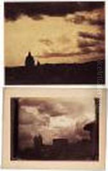 Rome. Two Cloud Studies Oil Painting by Carlo Baldassare Simelli