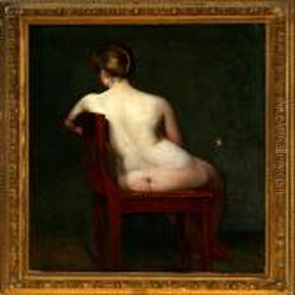 A Study Of A Nakedwoman Oil Painting by Viggo Rasmus Simesen