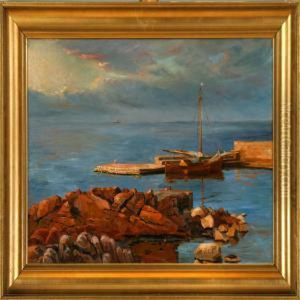 A Coastal Scenery From Bornholm Island, Denmark Oil Painting by Viggo Rasmus Simesen