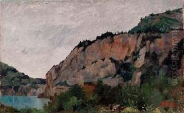 Lago Di Lugano Oil Painting by Filadelfo Simi