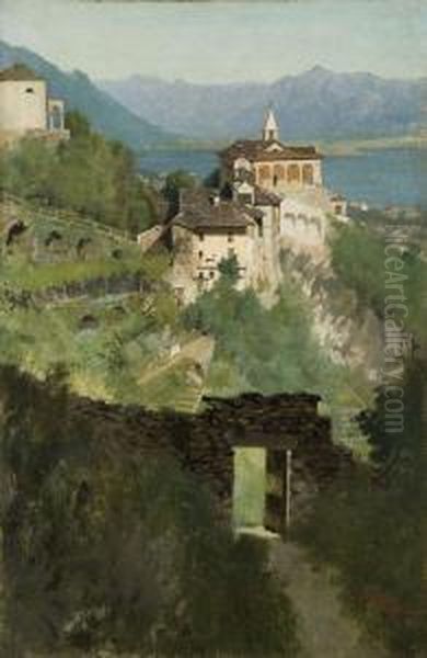 Locarno, La Madonna Del Sasso Oil Painting by Filadelfo Simi