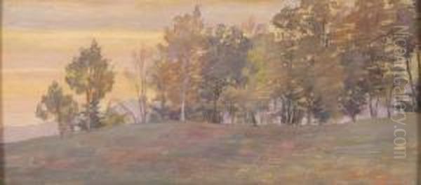 Paesaggio Di Collina Al Tramonto Oil Painting by Filadelfo Simi