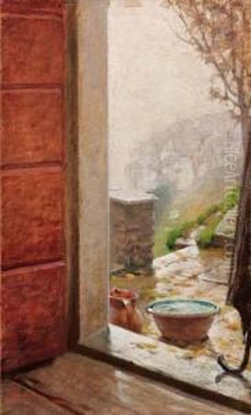 Raccolta D'acqua Piovana Oil Painting by Filadelfo Simi