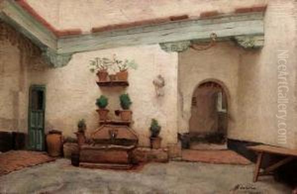 Cortile Spagnolo Oil Painting by Filadelfo Simi